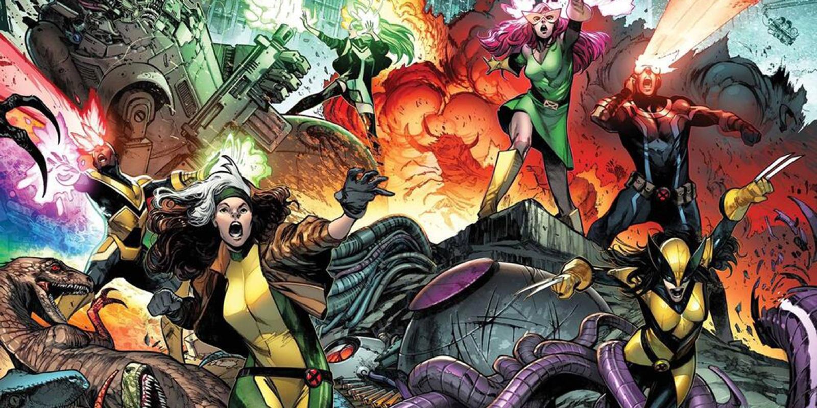 X-Men Cover featuring Synch, Rogue, Polaris, Cyclops, Jean Grey, and Wolverine from Marvel Comics