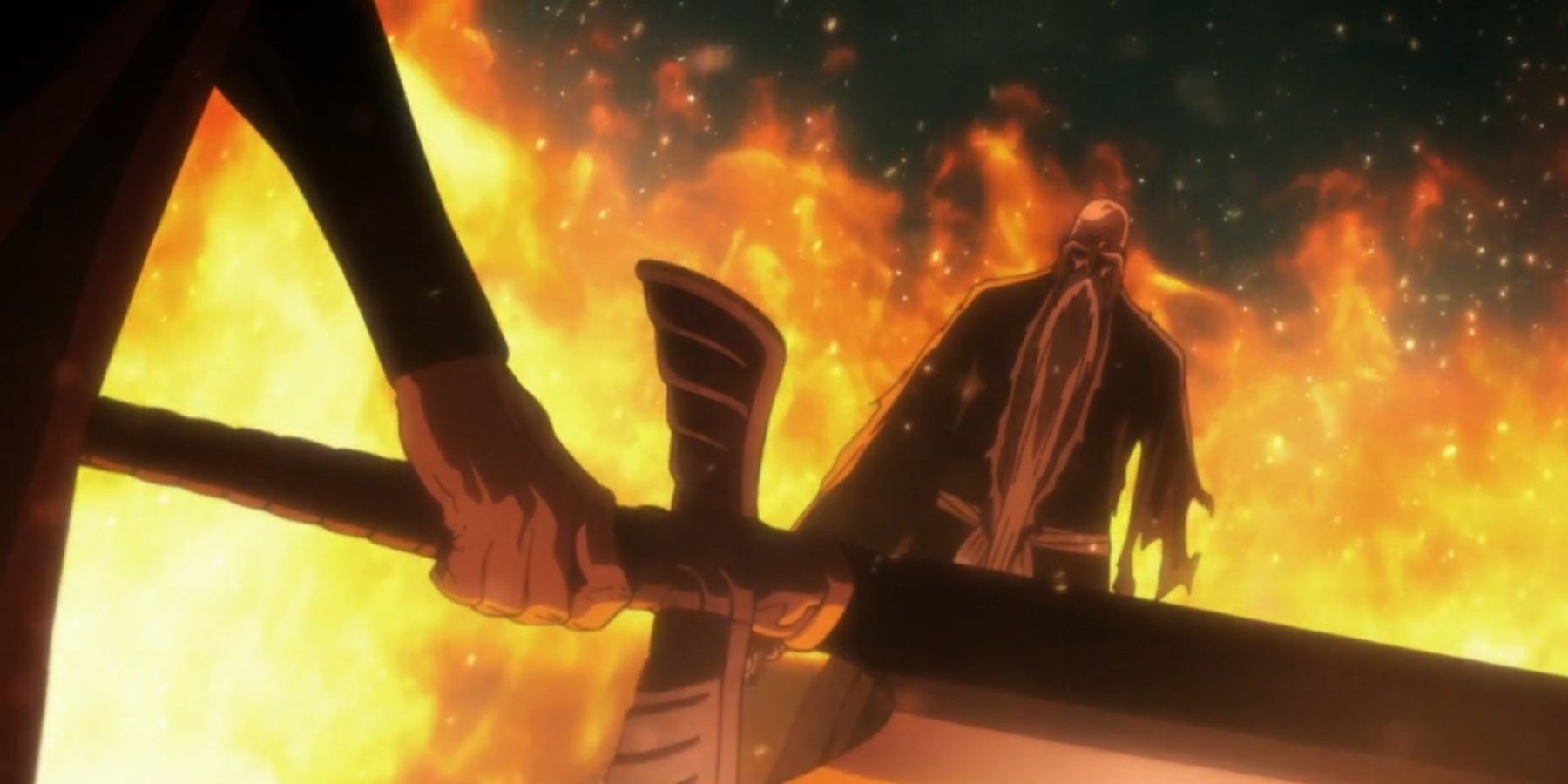 Yhwach holding his sword in the fire