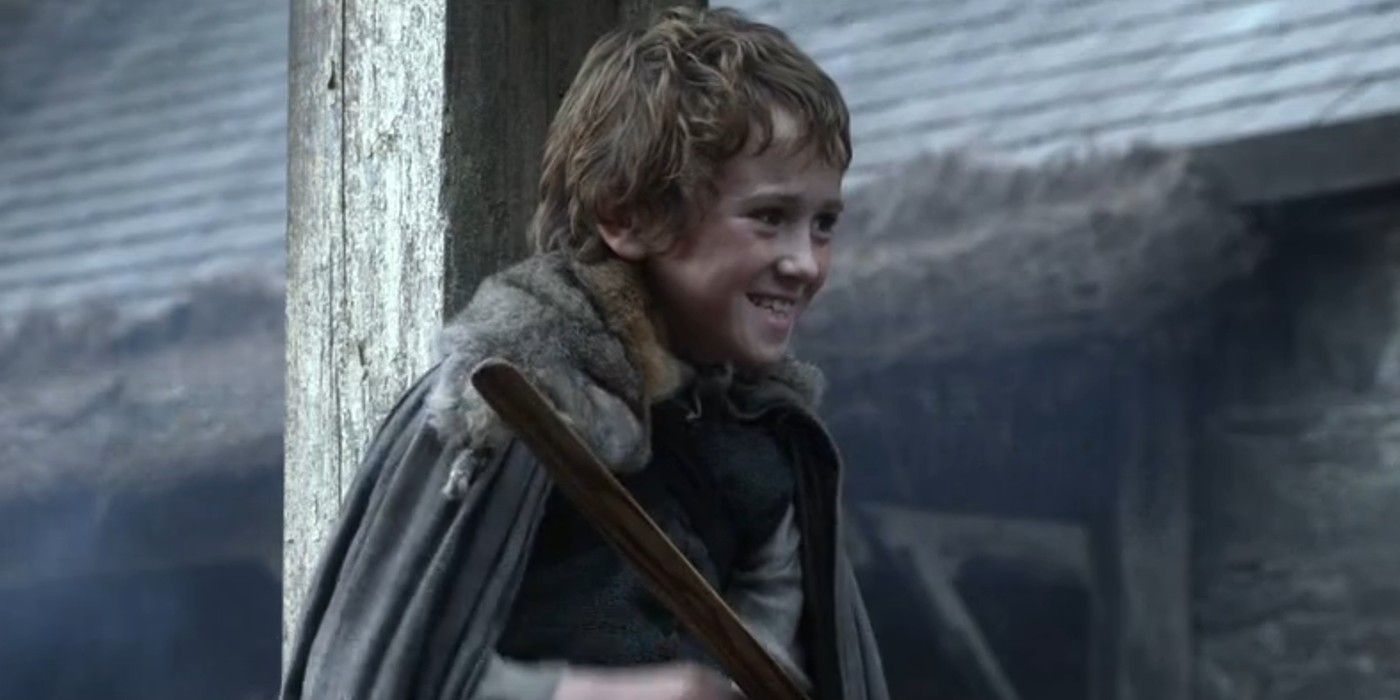 Young Rickon Stark laughing in "Winter Is Coming"