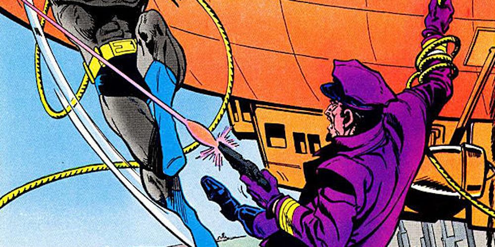 Colonel Blimp attacks Batman in the air