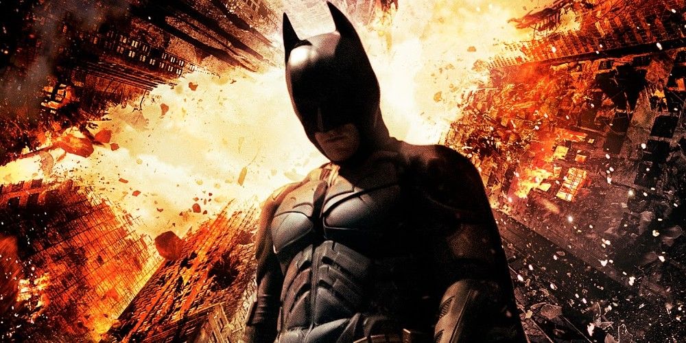 Batman emerges from the fire in The Dark Knight Rises