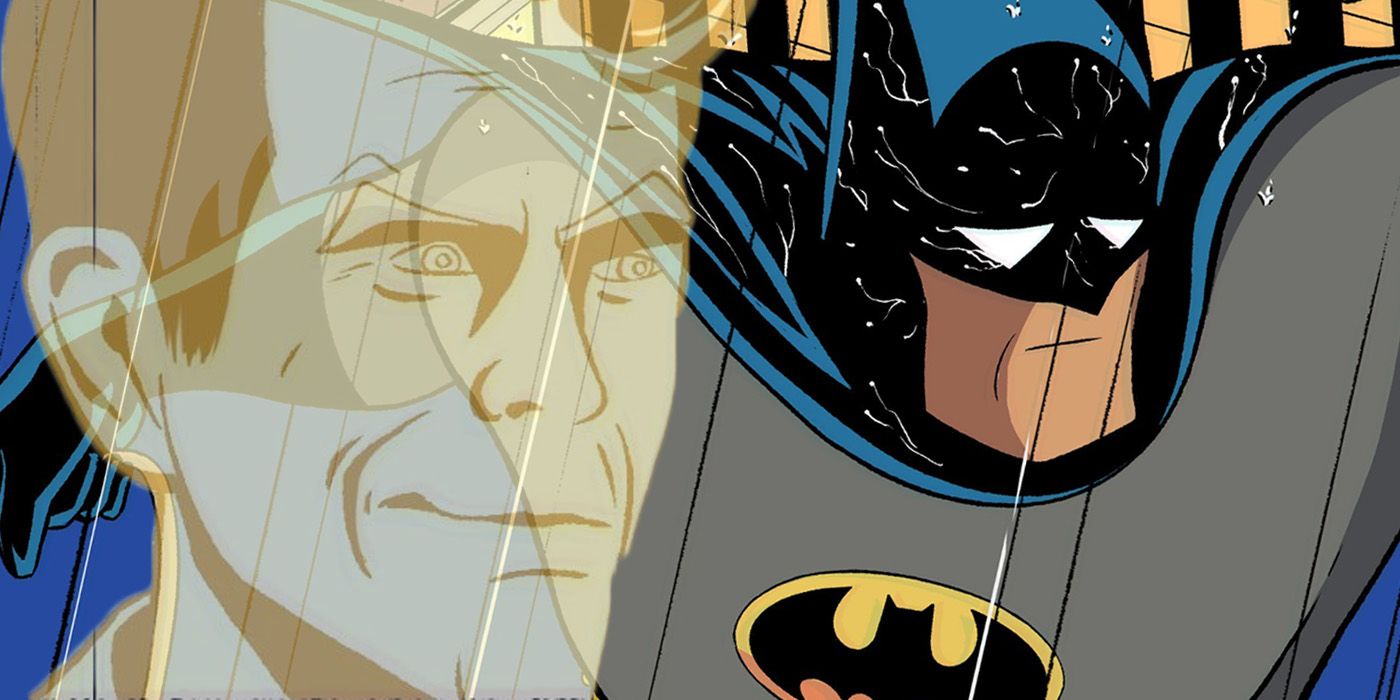 Kevin Conroy's Bat-Signal head next to Batman from a comic tribute to Kevin Conroy from WhyNotStuff.