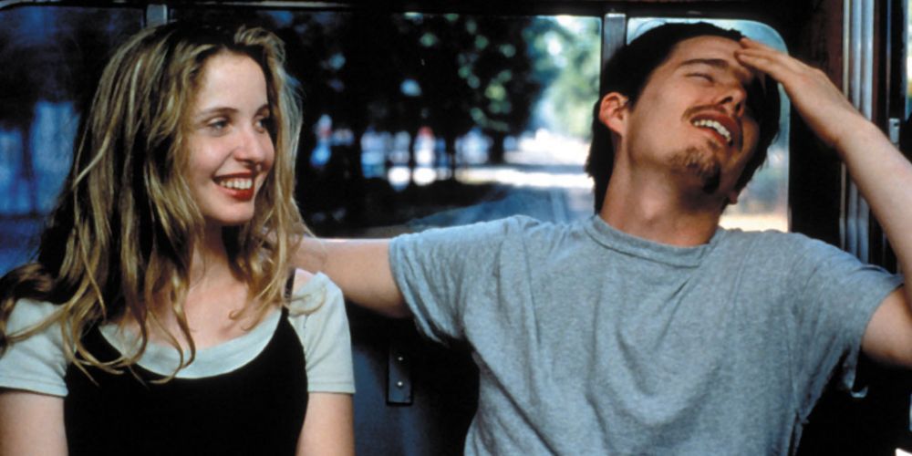 Jesse and Celine talking in before-sunrise