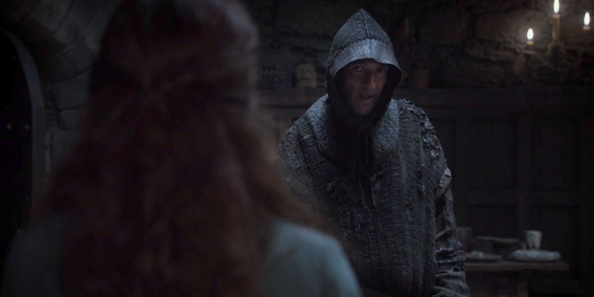 Catelyn Stark confronting Bran Stark's assassin in Game of Thrones
