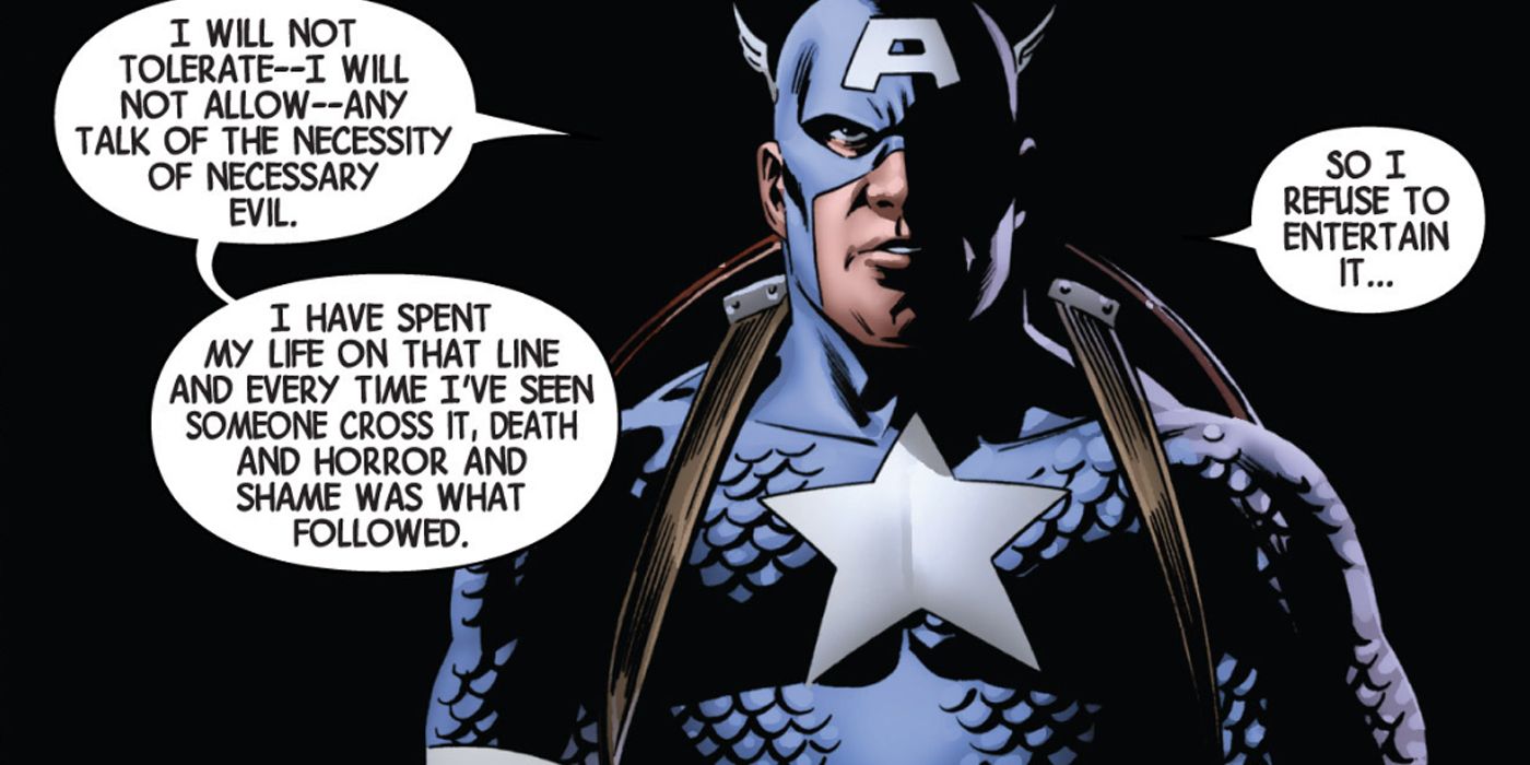 Captain America giving a lecture to the Illuminati