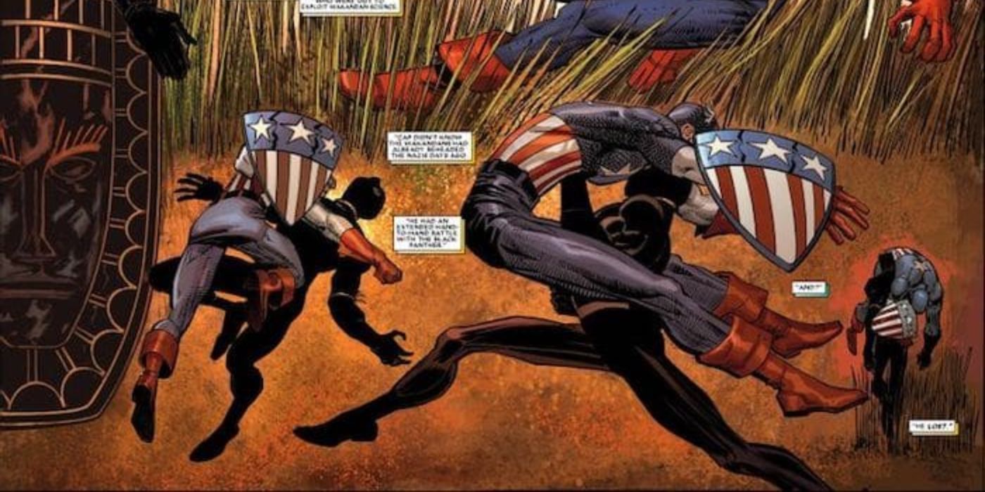 Captain America and King Azzuri as Black Panther battle during World War II