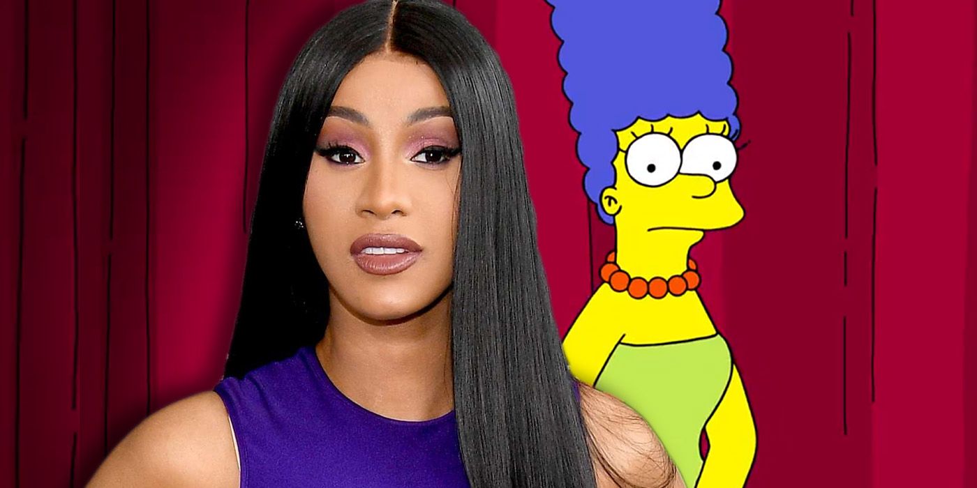 An image of Cardi B standing alongside Marge Simpson of The Simpsons.