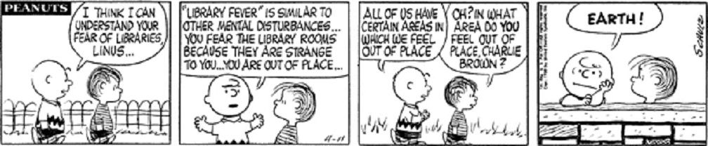 Charlie Brown and Linus discussing fears in Peanuts
