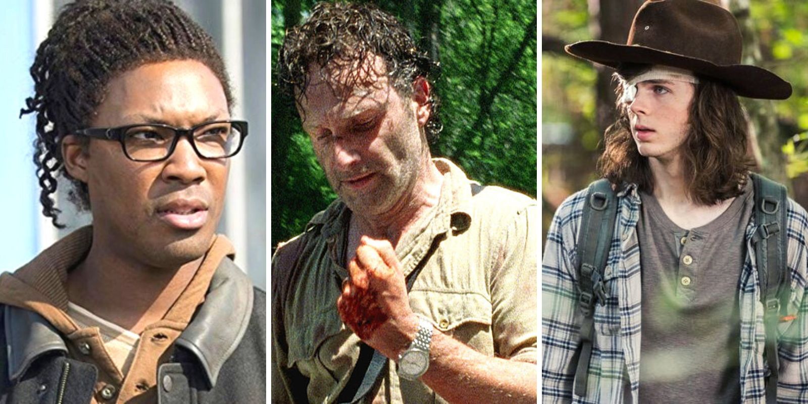 Collage of Heath, Carl and Rick from The Walking Dead