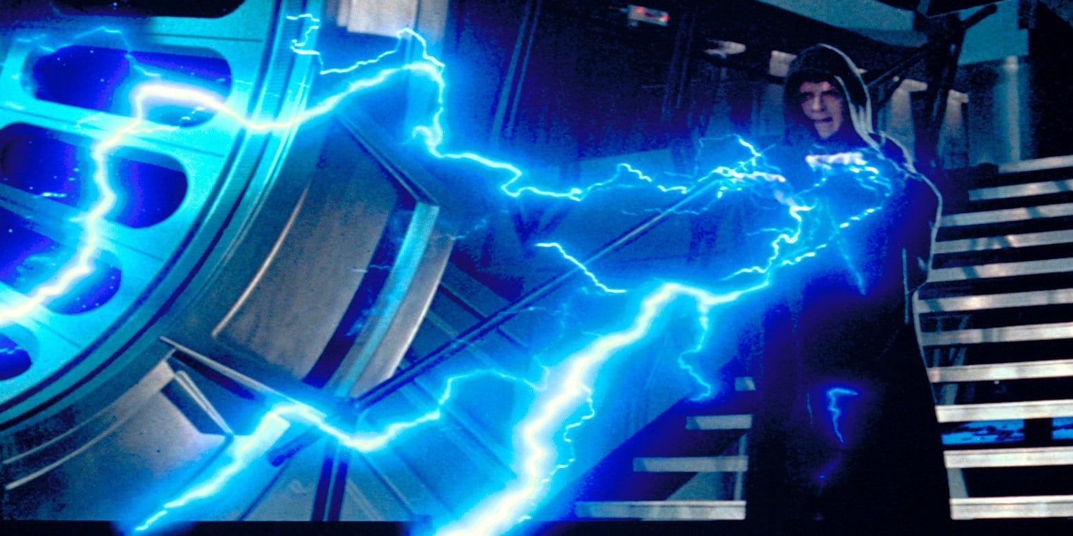 The Emperor using Force Lightning in Star Wars Episode VI Return of the Jedi