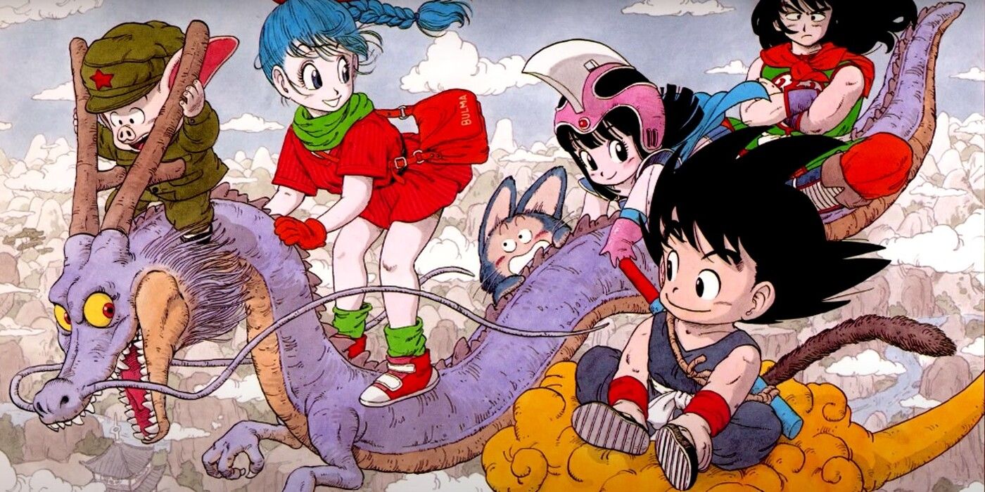 Goku flying with his friends