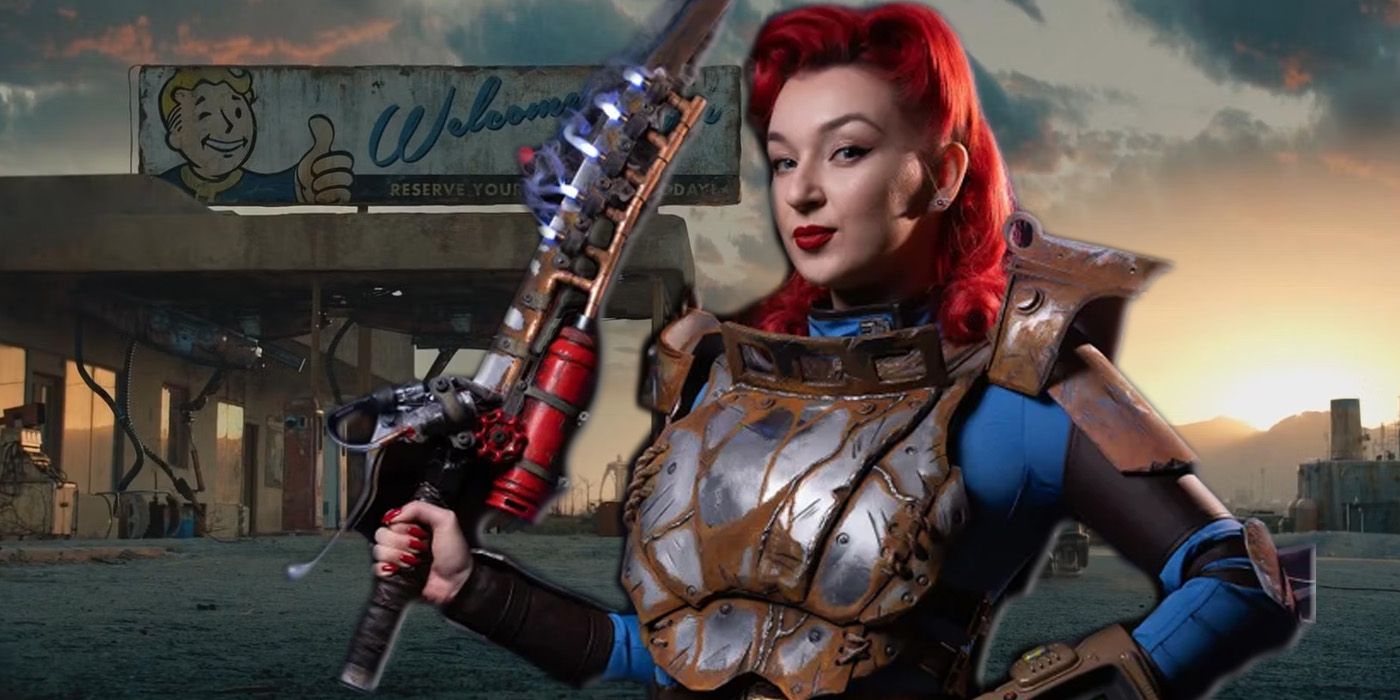 Fallout 4 Cosplayer n1mph against a background from the game.