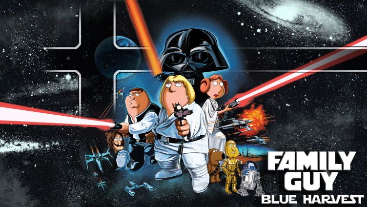A promotional banner for Family Guy Blue Harvest, parodying the original 1977 movie poster