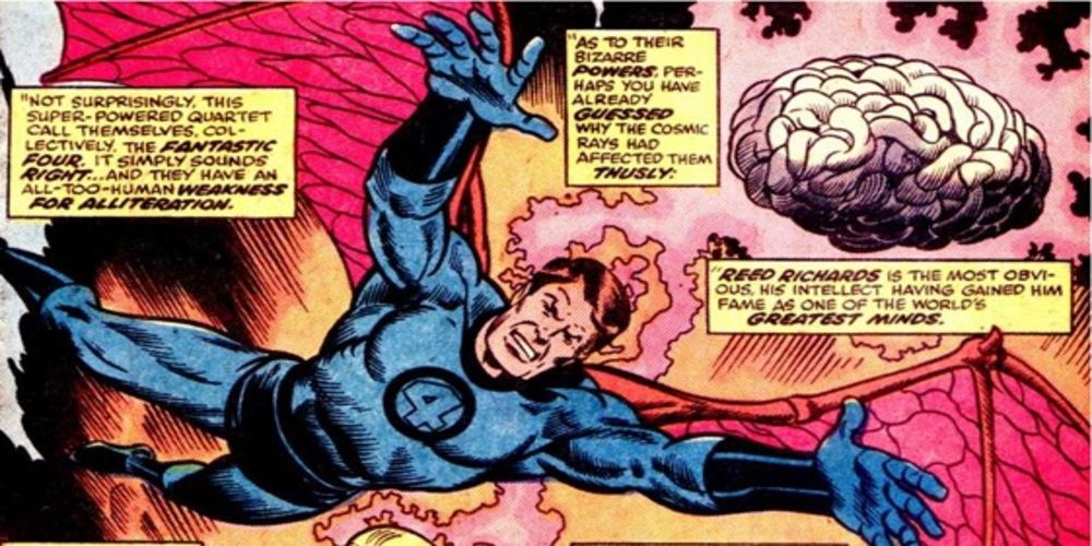 Ben Grimm as Dragonfly flies alongside Reed Richards, also known as Big Brain