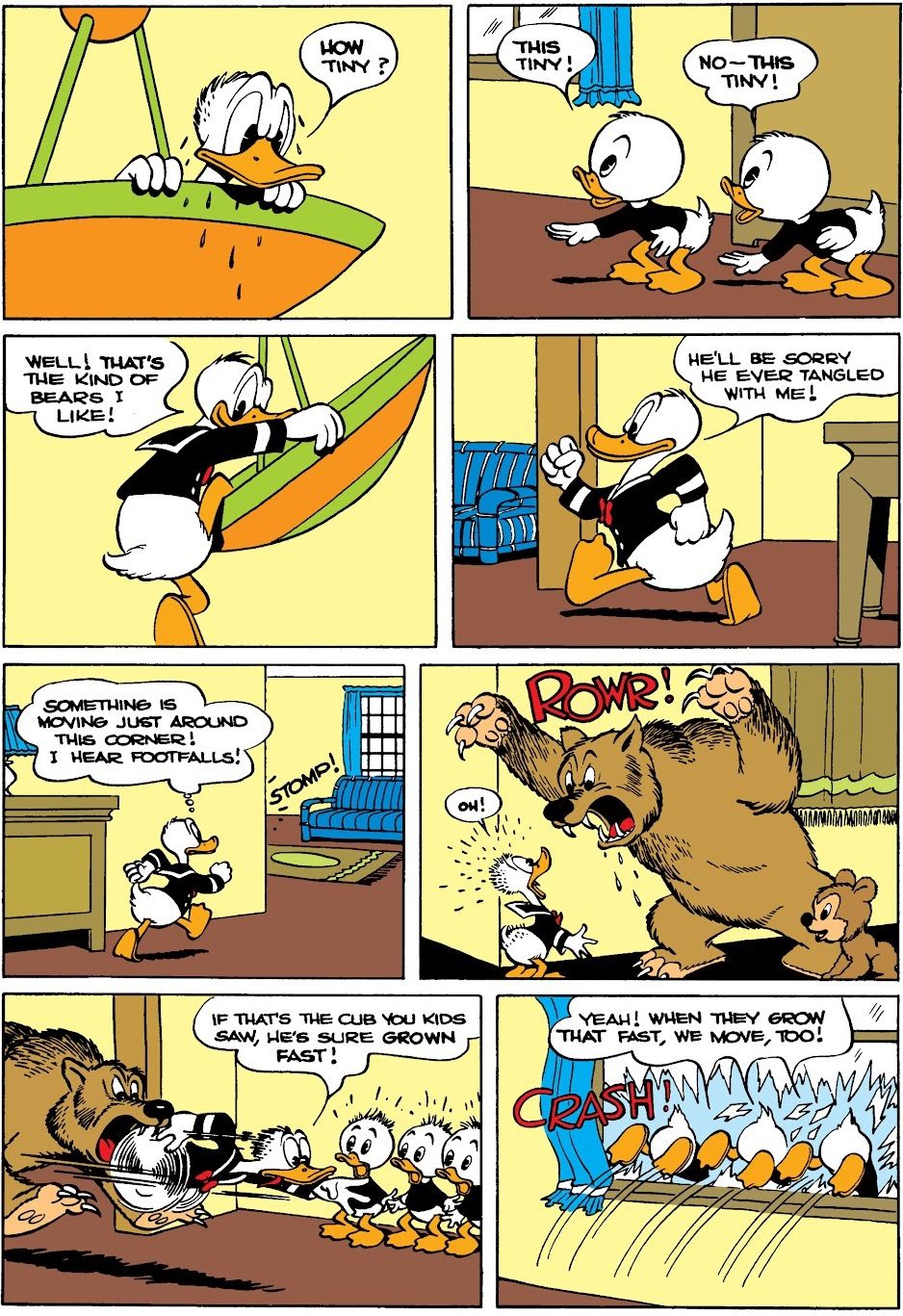 Donald Duck faces off against a mama bear