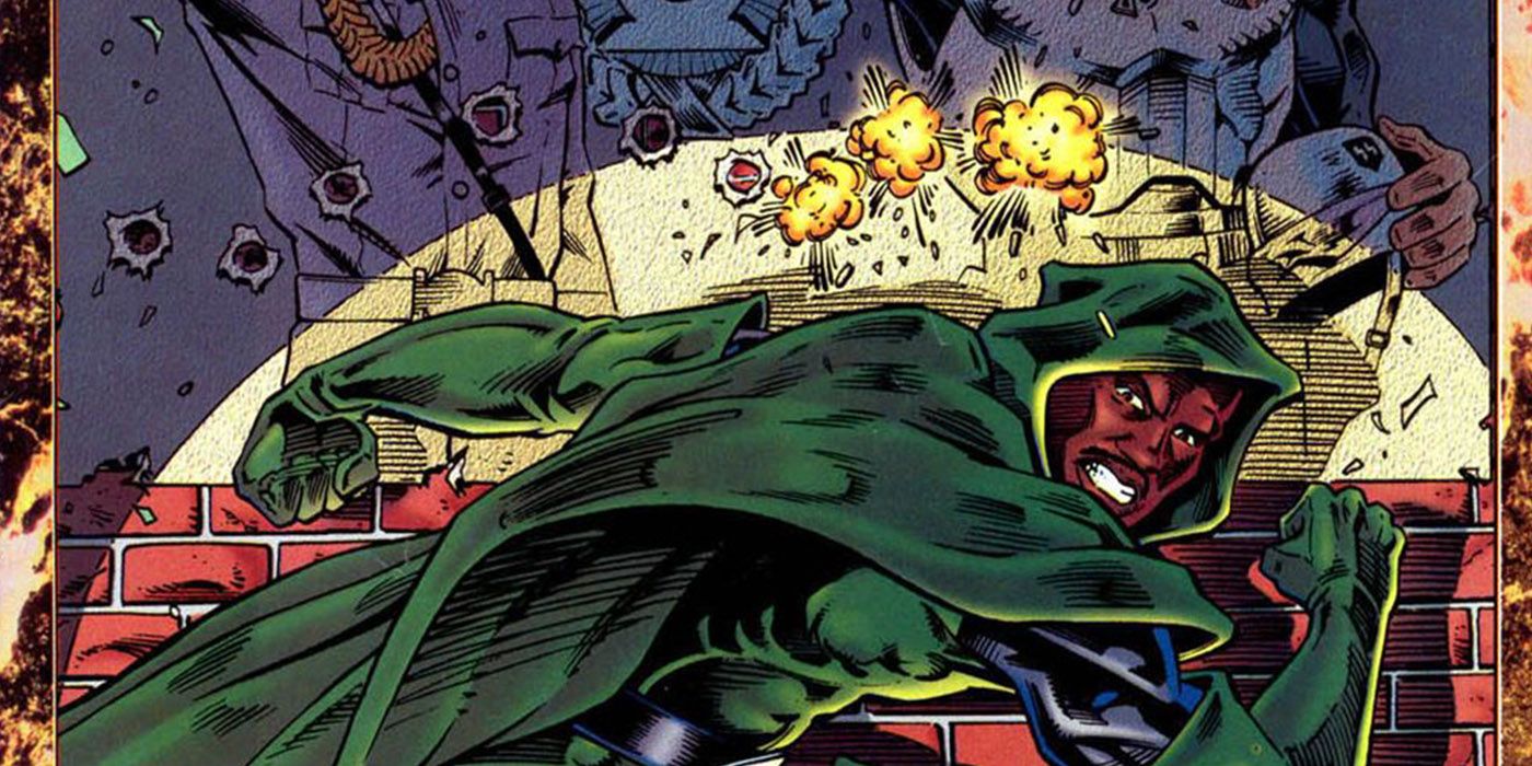 Green Lantern John Stewart avoids shots in Ring of Evil