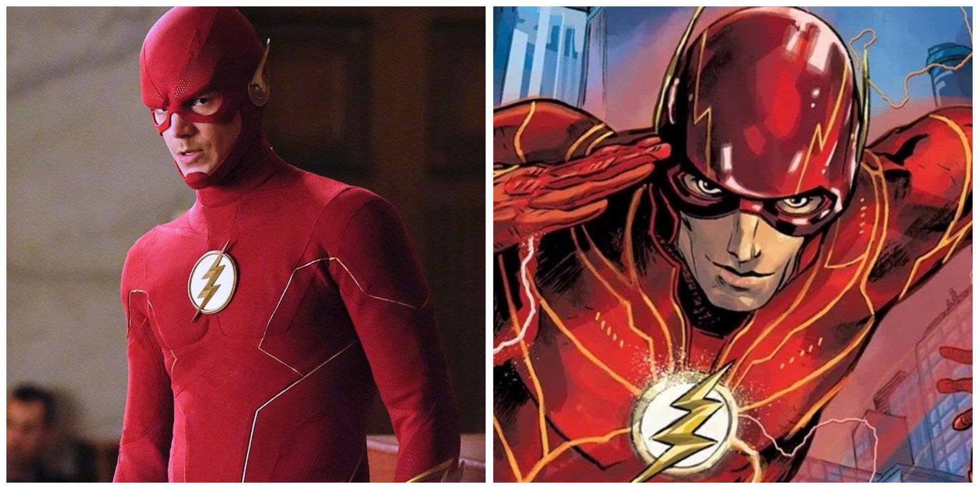 A split image of The Flash in the Arrowverse and Wally West in DC Comics