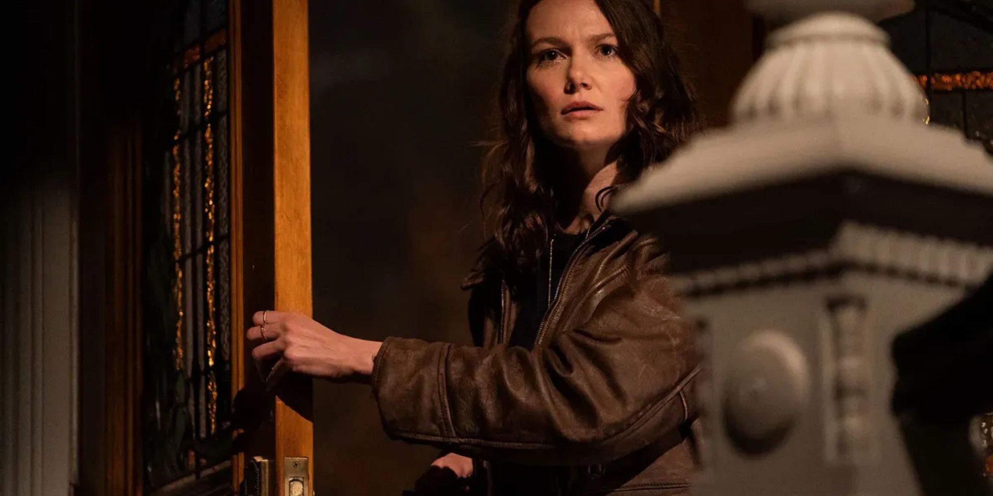 Andi Matichak's Allyson sees something unsettling in Halloween Ends.