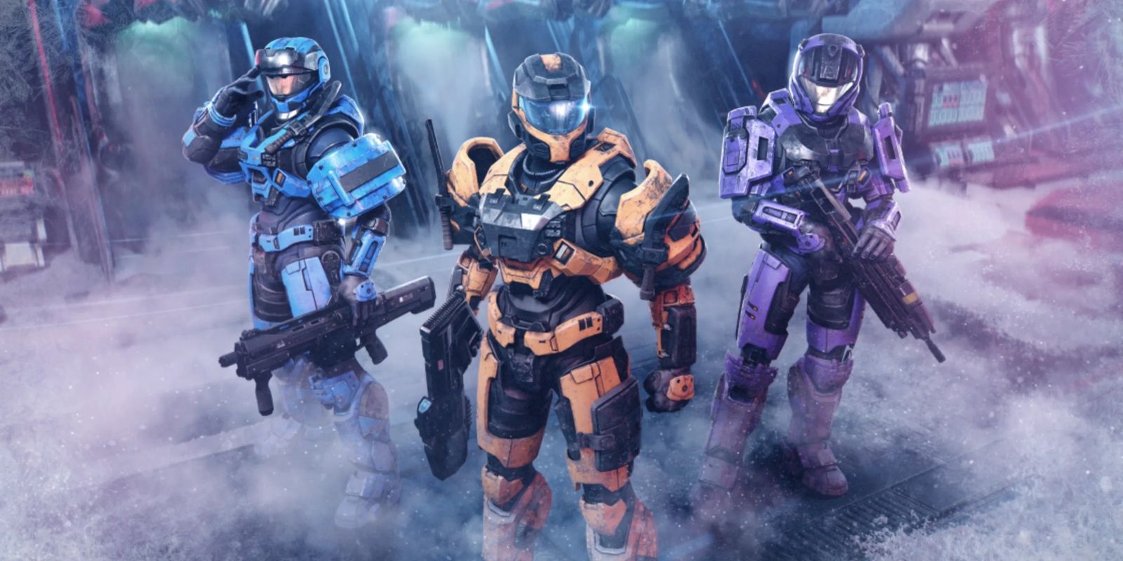 halo infinite winter update header featuring three characters