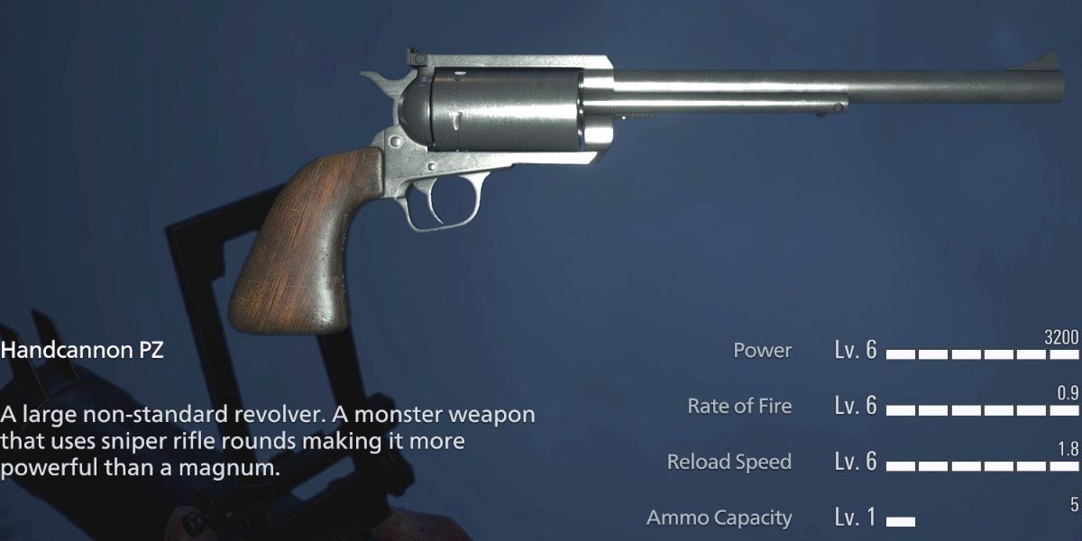 O revólver handcannon pz sniper de Resident Evil Village