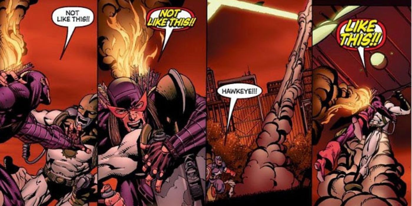 Marvel Comics' Hawkeye's death in Avengers Disassembled in Marvel Comics