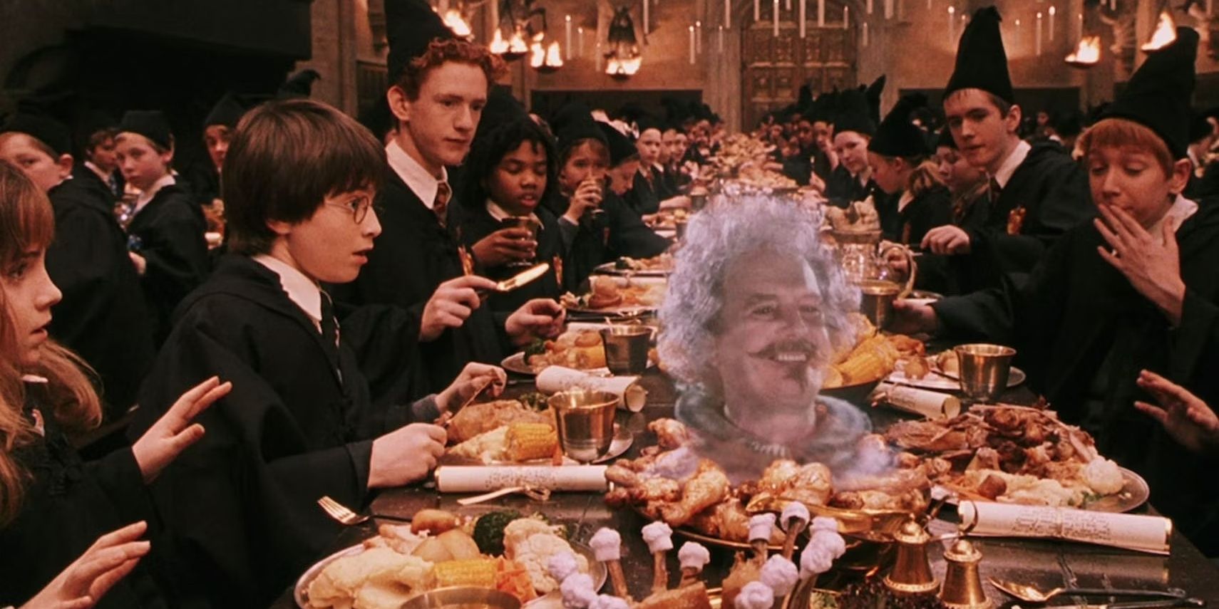 The feast at Hogwarts in Harry Potter