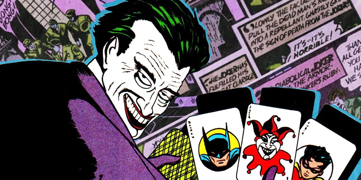Bill Finger's Golden Age Joker playing with cards in DC Comics