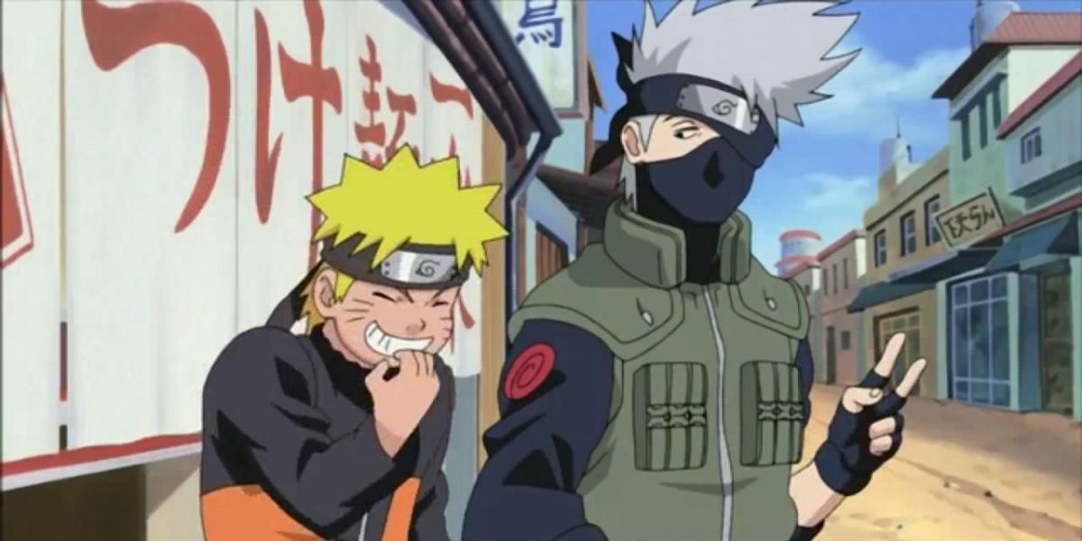 Kakashi and a laughing Naruto