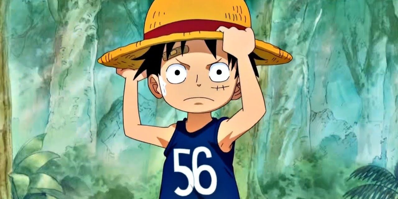 Luffy as a kid in the forest