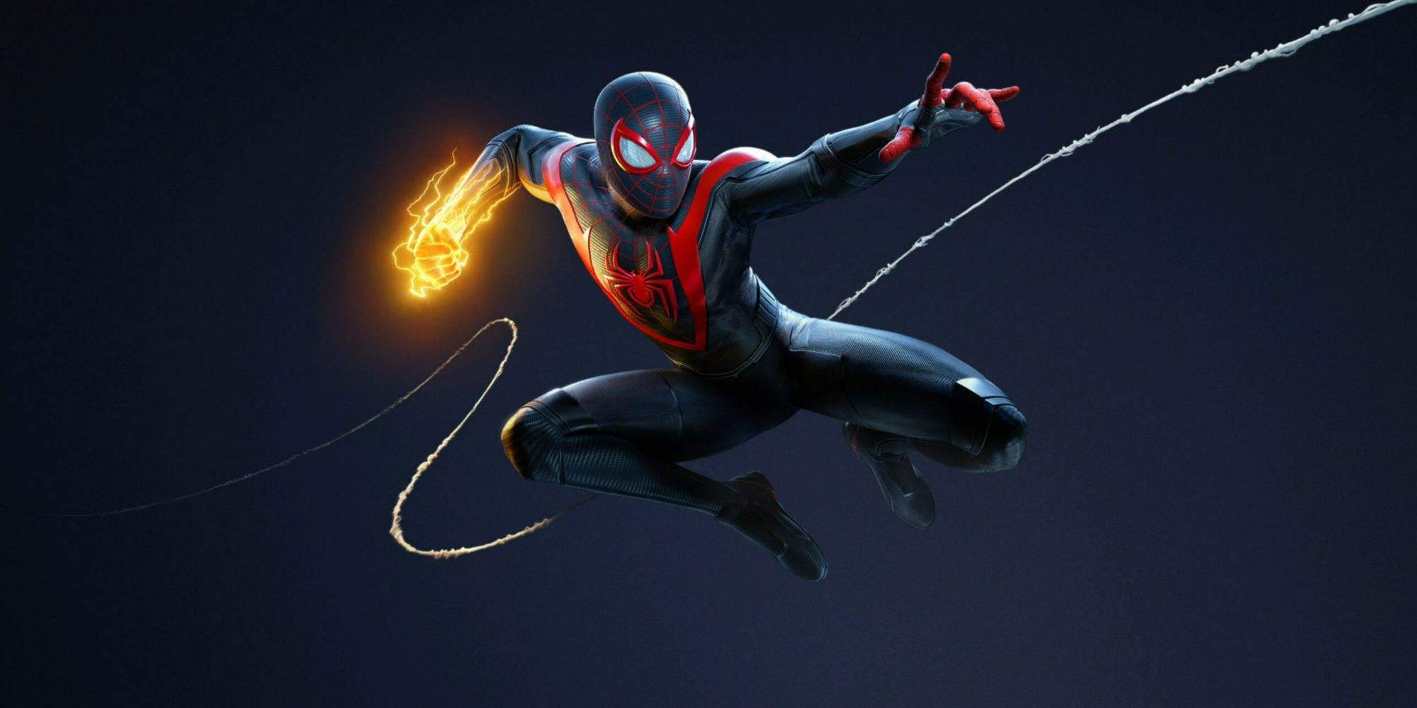 Miles Morales lança uma teia como Homem-Aranha