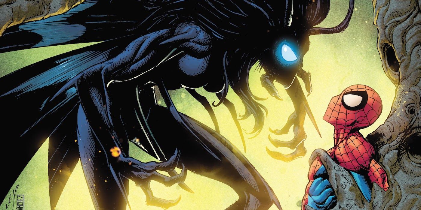 Shathra attacks Spider-Man in Marvel Comics.