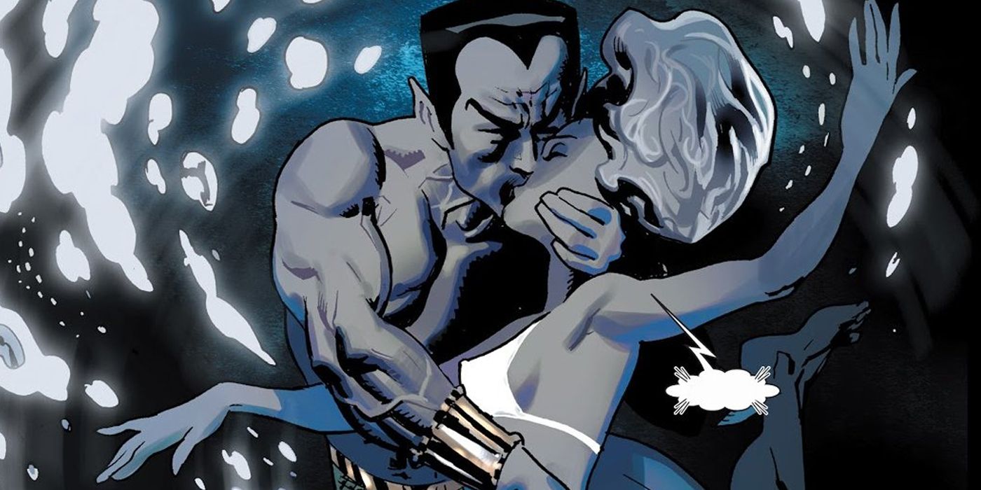 Namor kissing Emma Frost underwater