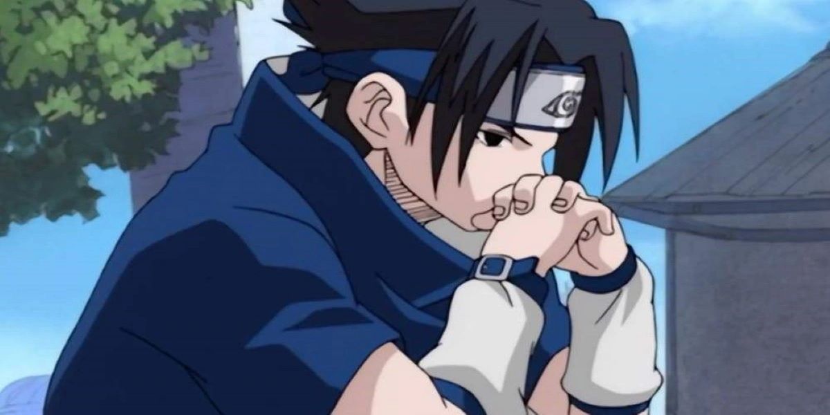 Sasuke sitting alone in Naruto.