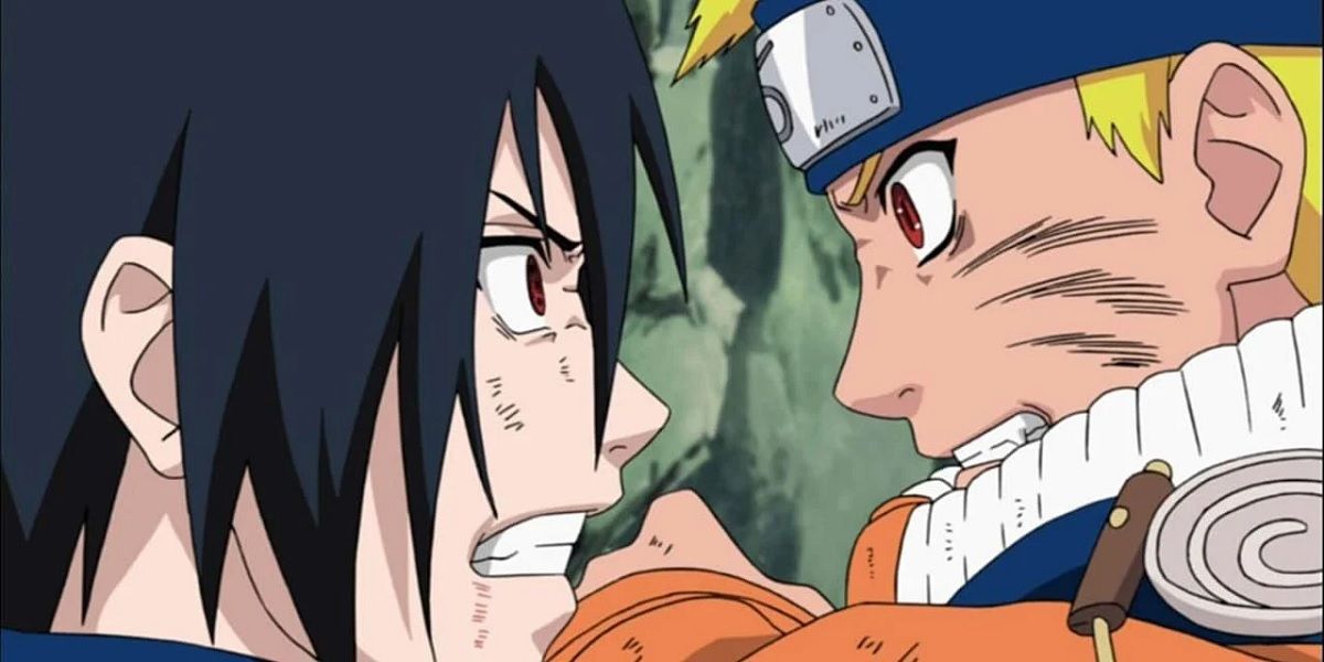 Naruto and Sasuke's first battle in the Valley of the End in Naruto.