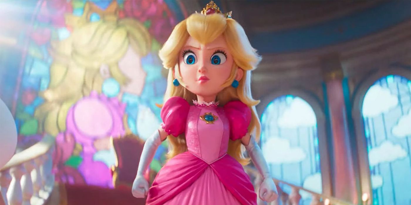 An image of Princess Peach getting ready to take a stand in The Super Mario Bros. Movie.
