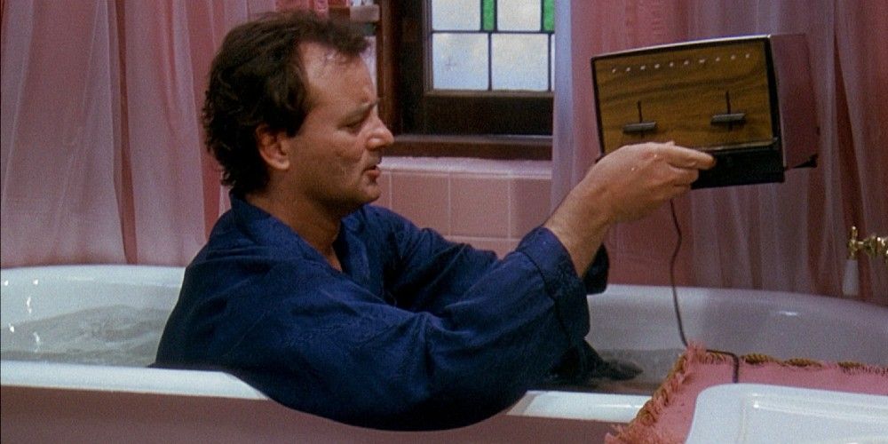 Phil Connors prepares to drop a toaster in Groundhog Day