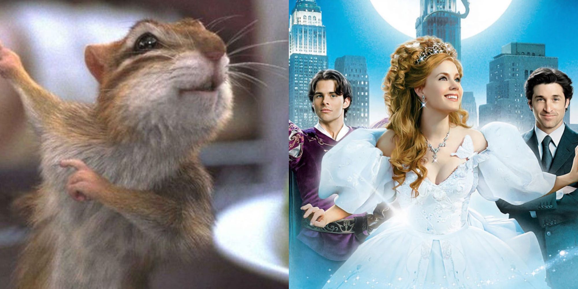 pip pointing at something above him in enchanted and the enchanted poster