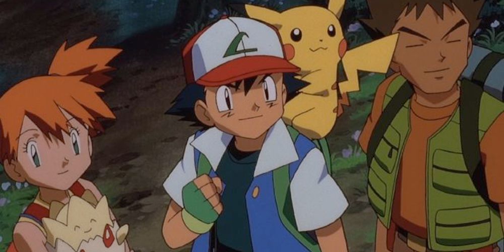 Ash, Brock, and Misty get ready for adventure in the Pokemon anime