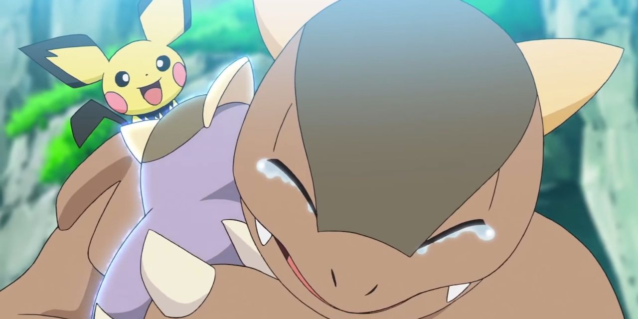 A Pichu and Kangaskhan bond with their parent in Pokemon Journeys anime