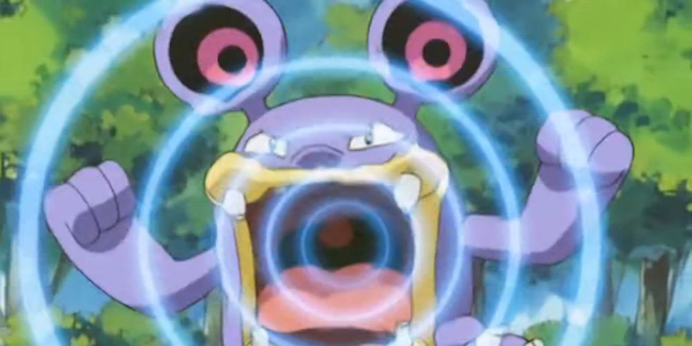 A Loudred performs loud Uproar attack in Pokemon