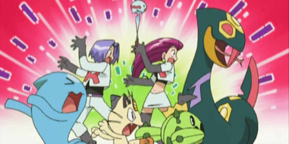 Jessie and James dance with their Pokemon in the anime
