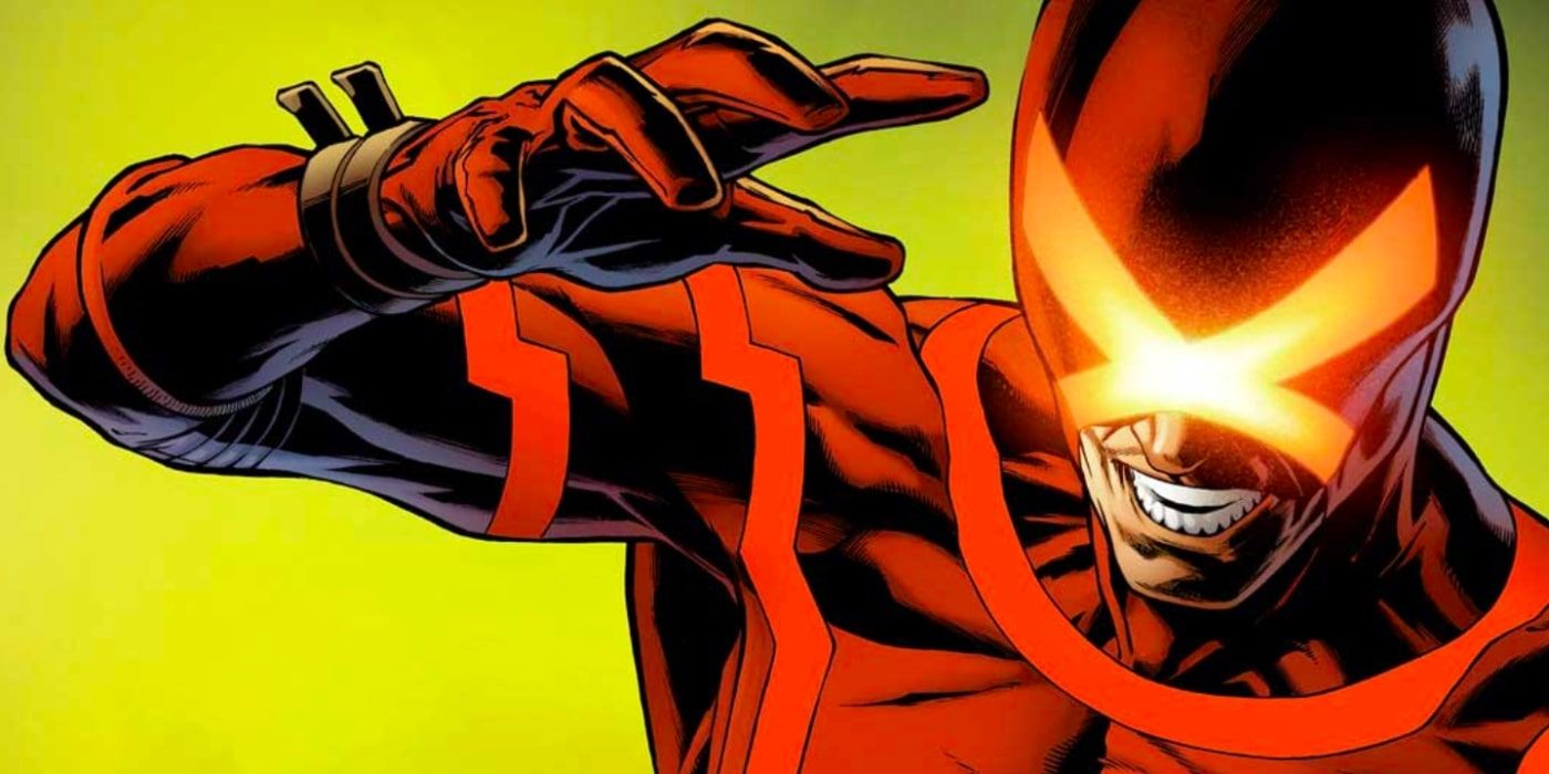 Marvel Comics' Cyclops wearing an x-shaped visor.