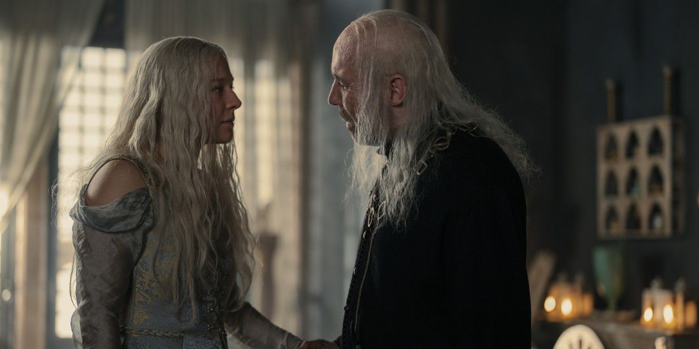 Rhaenyra with her father, Viserys, in House of the Dragon.