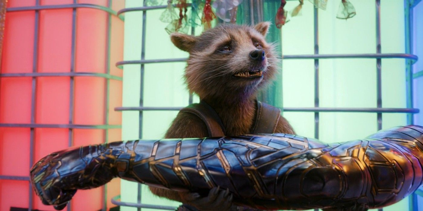 Rocket is gifted Bucky's arm in The Guardians of the Galaxy Holiday Special