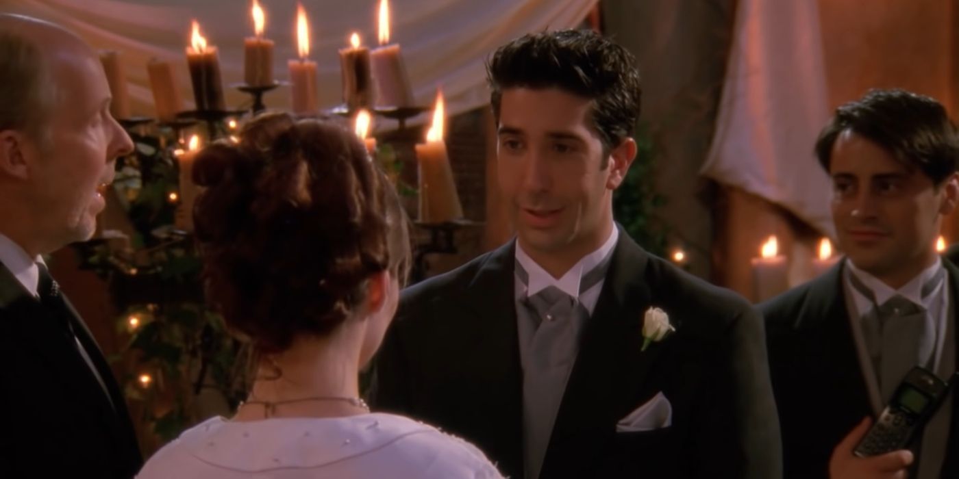 Ross Geller dizendo o nome de Rachel em seu casamento em Friends