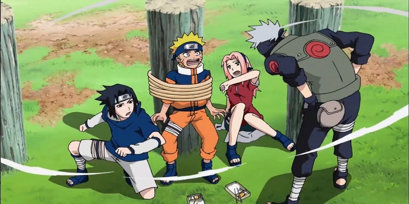 Sasuke and Sakura feeding Naruto