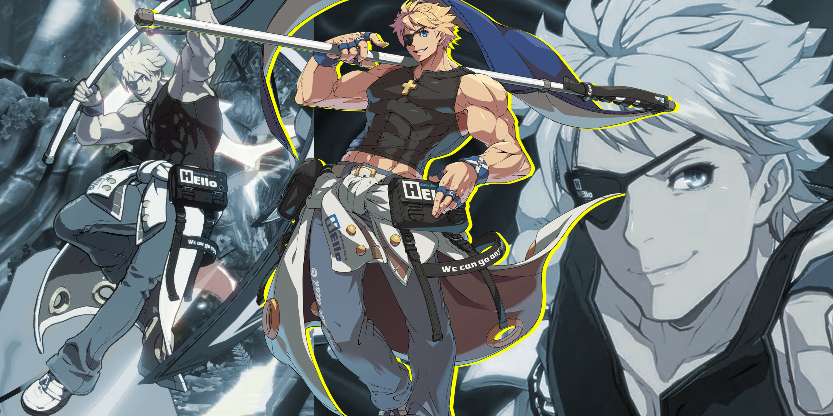 A collage of Sin Kiske from Guilty Gear Strive