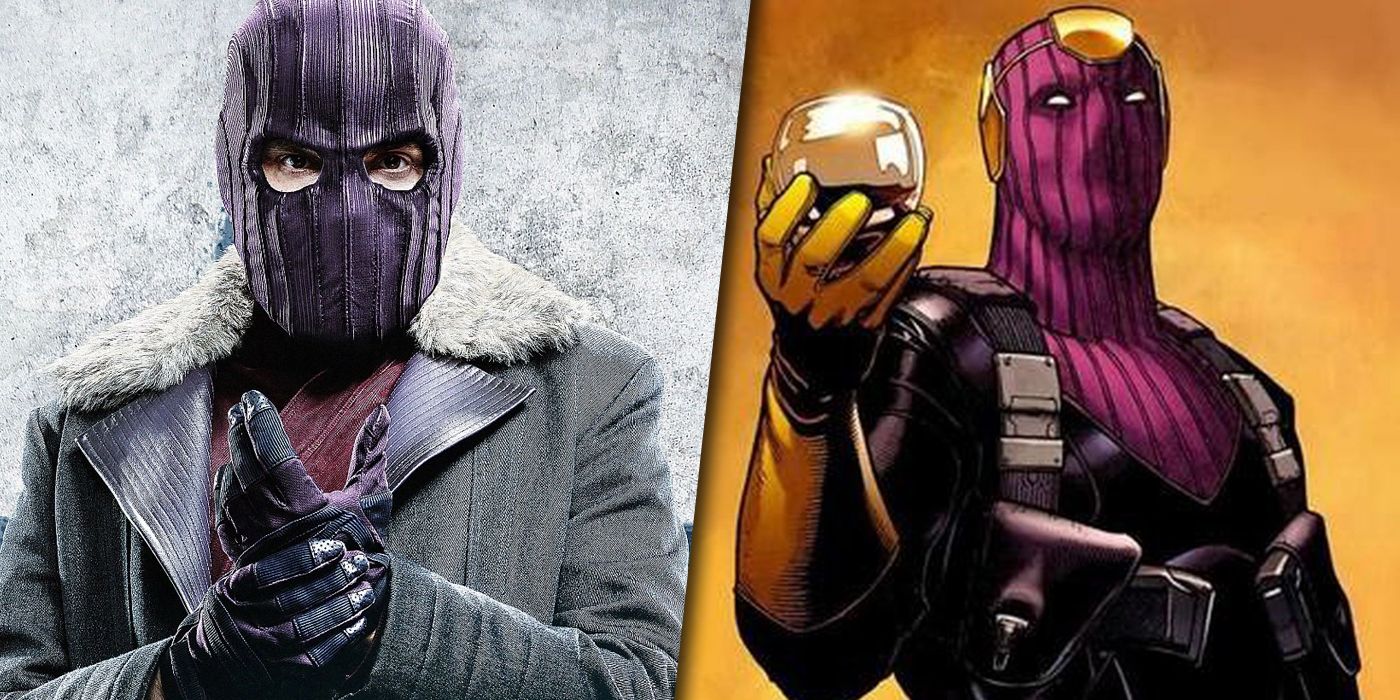 Split image of Baron Zemo from the MCU and the comics
