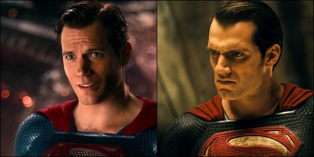 Split Image of Superman From Whedon's Justice League, and the Knightmare vision from Batman V Superman