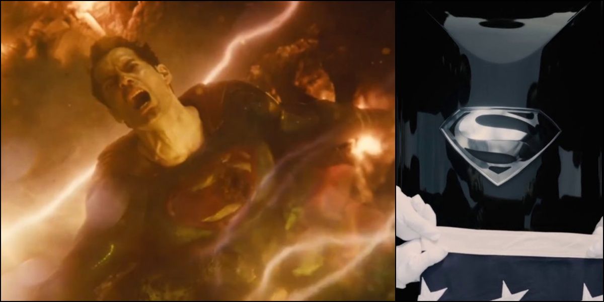 Split Image of Superman's death in Batman V Superman and his funeral 